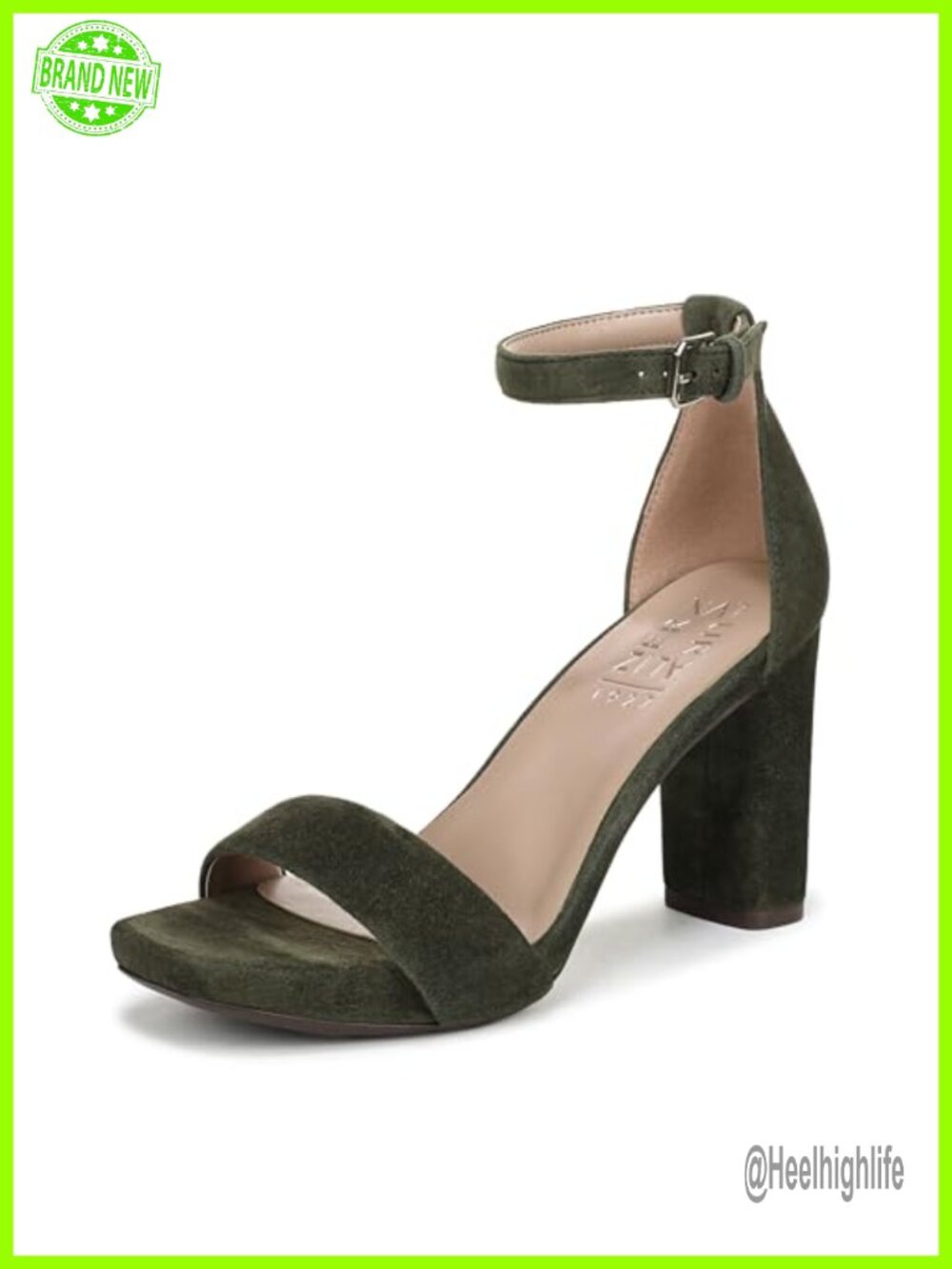 Naturalizer Joy Suede Platform Block Heel Ankle Strap Sandals